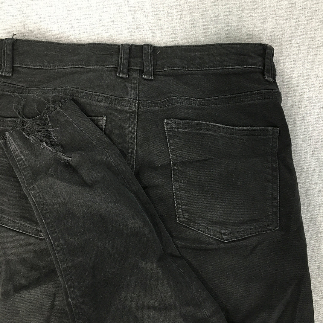 Primark Womens Skinny Jeans Size 12 Black Raw Hem Stretch Pockets