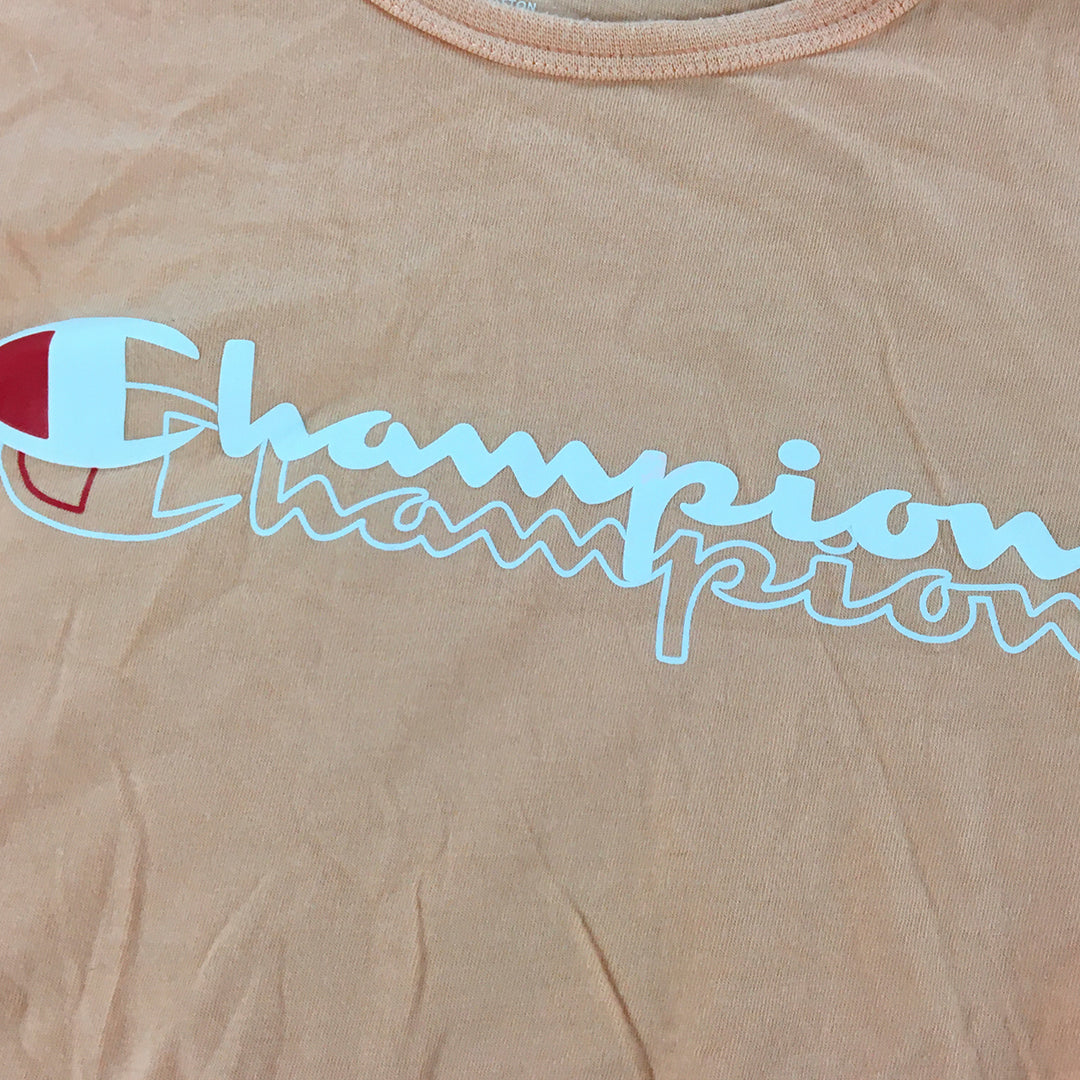 Champion Kids Girls T-Shirt Size 10 Orange Logo Short Sleeve Top