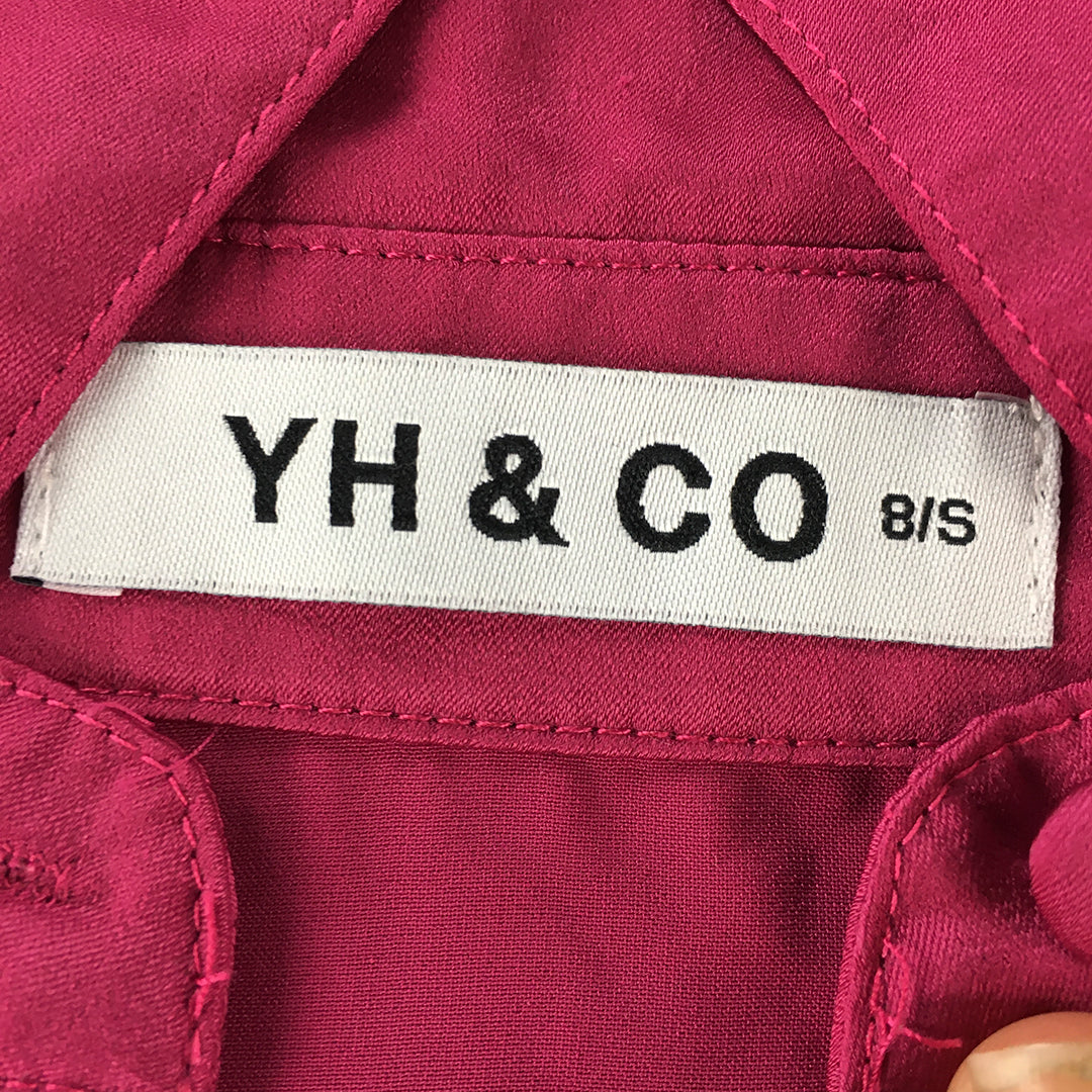 YH & Co Womens Shirt Size 8 (Small) Pink Long Sleeve Button-Up Collared