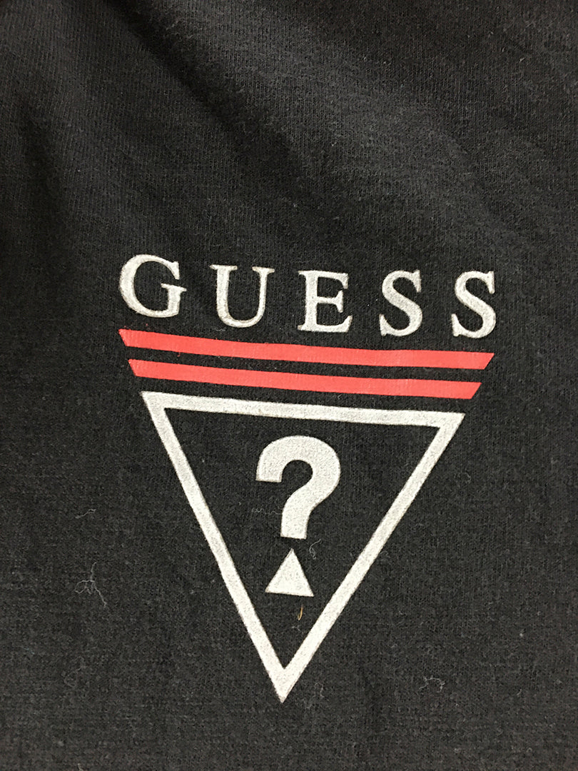 Guess Mens Henley Shirt Size XS Black Logo Long Sleeve Pullover Button Collar