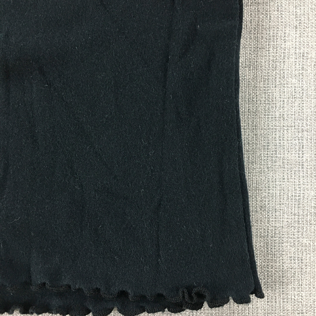 Topshop Womens Knit T-Shirt Size 6 Navy Blue Short Sleeve Cropped Top