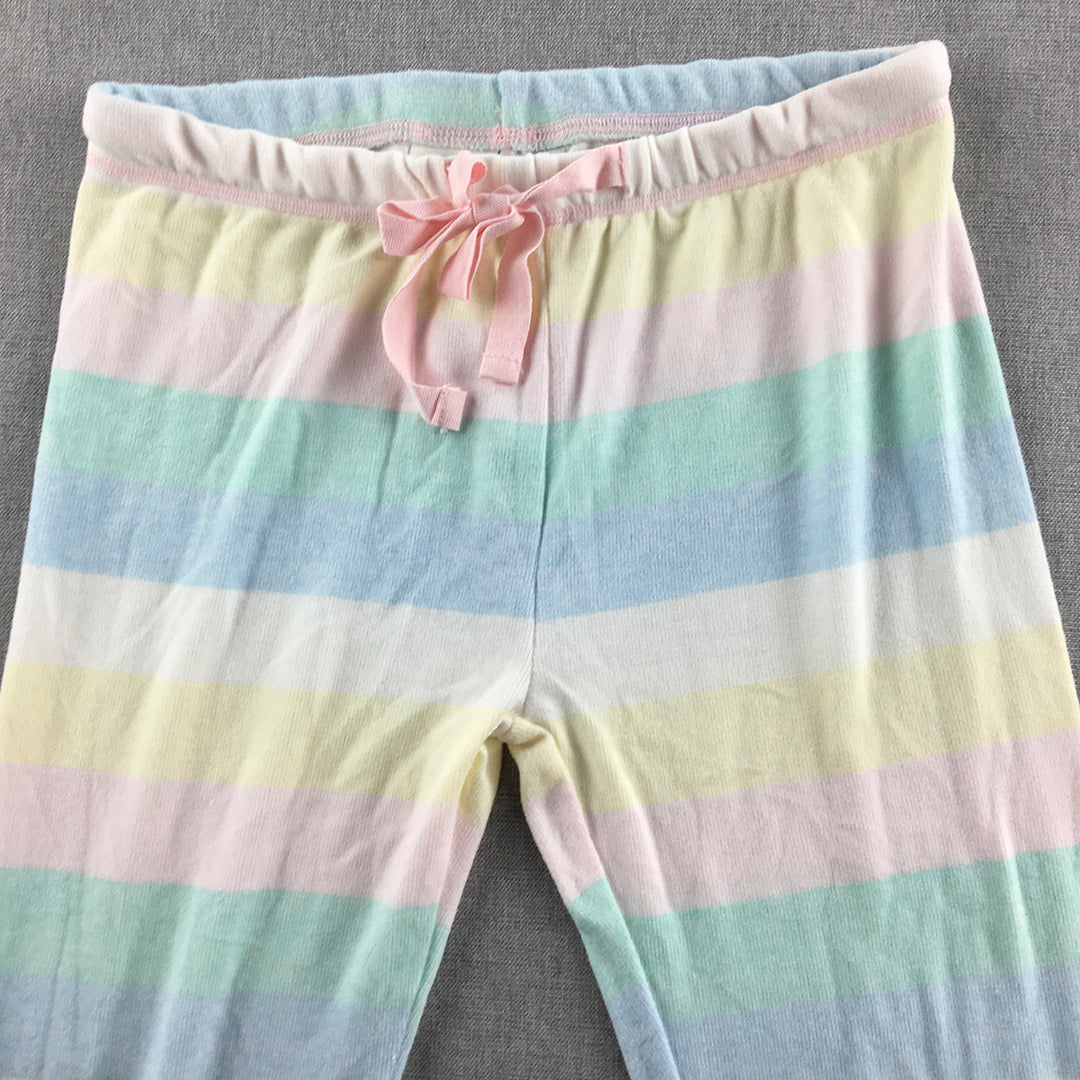 Peter Alexander Jnr Kids Girls Sleep Pants Size 12 Blue Pink Striped Pajama