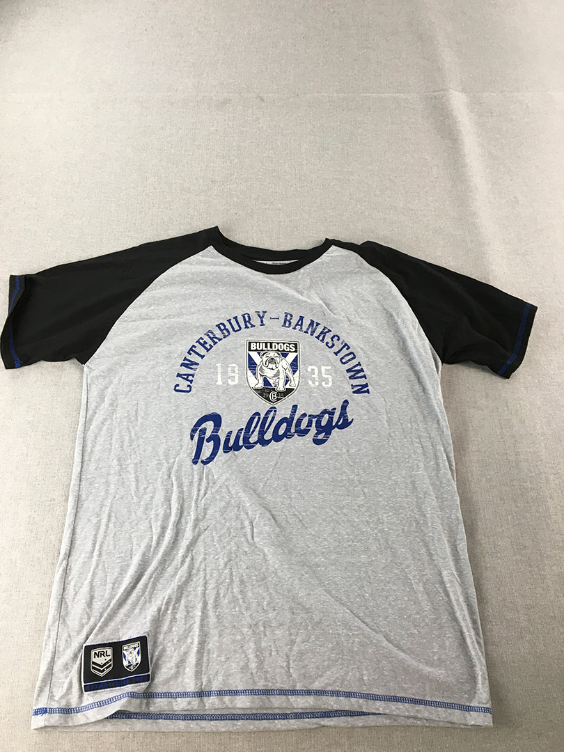 Canterbury Bulldogs Mens T-Shirt Size XL Grey Black NRL Rugby League