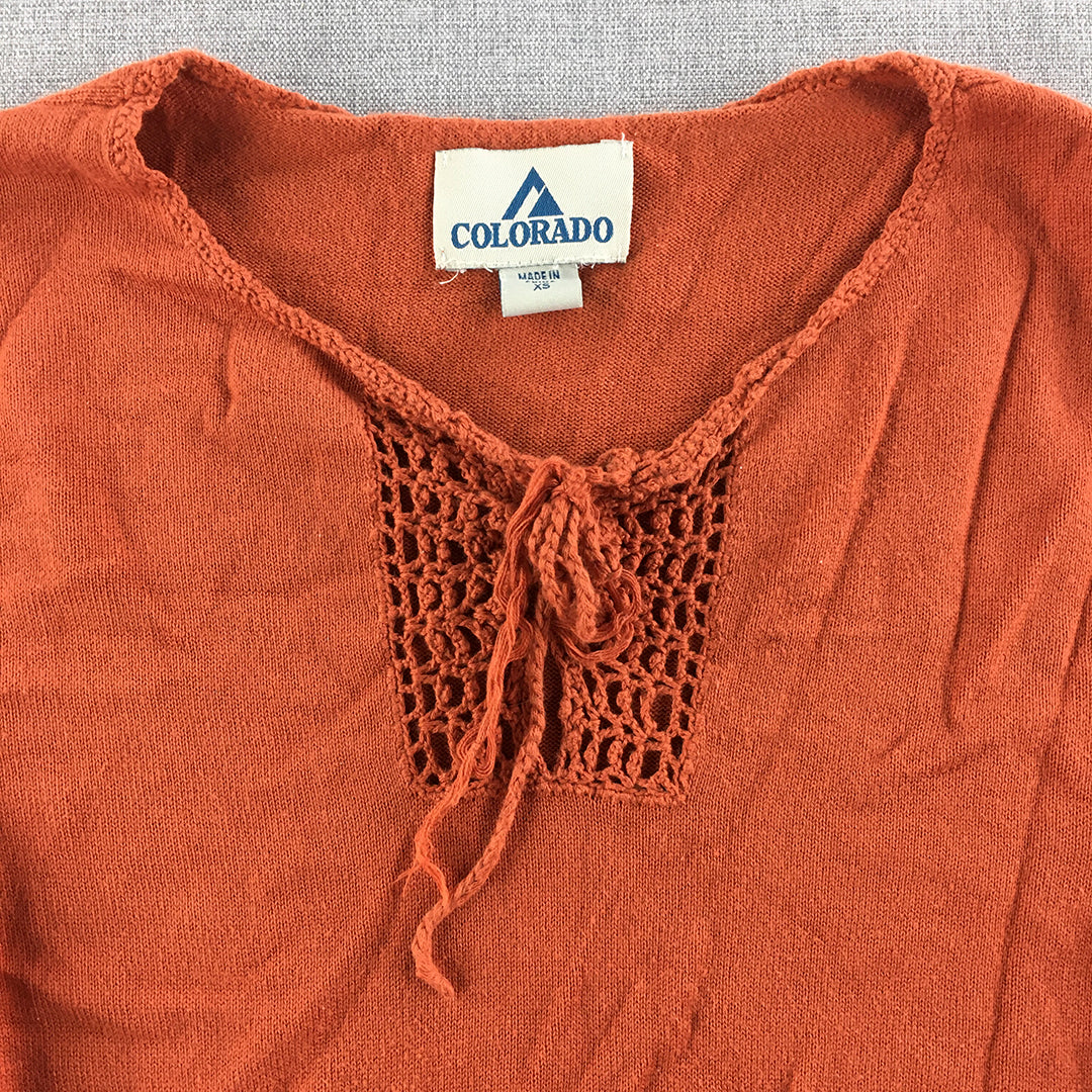 Colorado Womens Top Size XS Orange Long Sleeve Knit Pullover Shirt