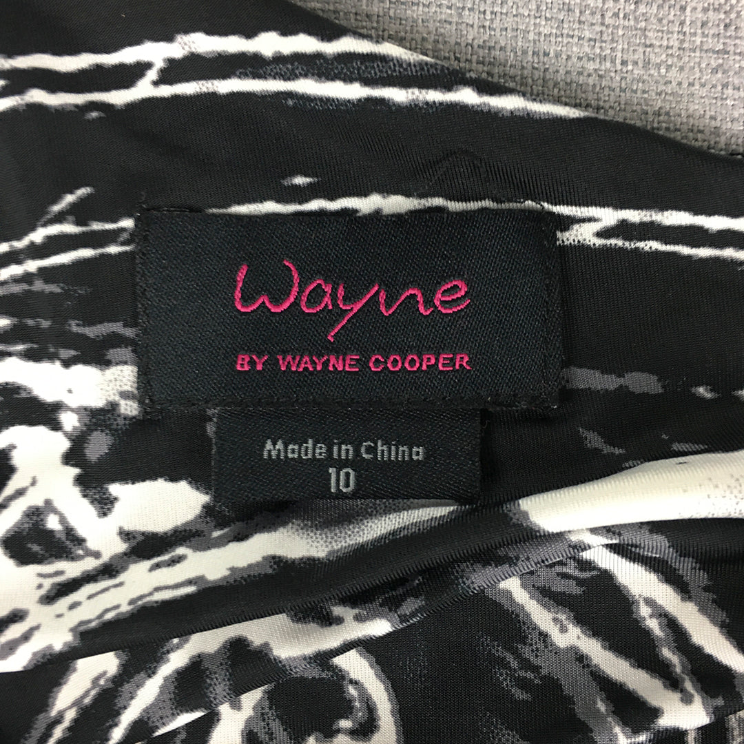 Wayne Cooper Womens Mini Dress Size 10 Black Striped Sleeveless