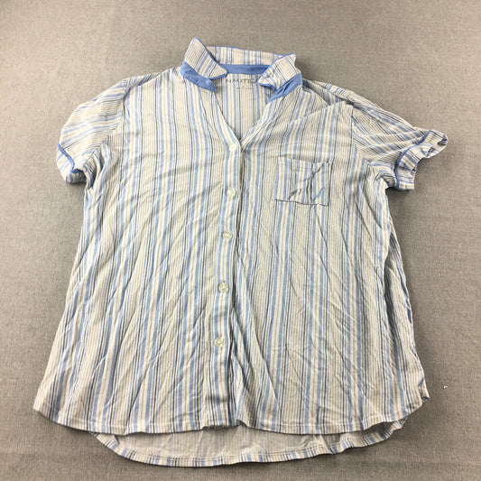 Nautica Sleepwear Womens Sleep Shirt Size L Blue Striped Button Up Pajama Top