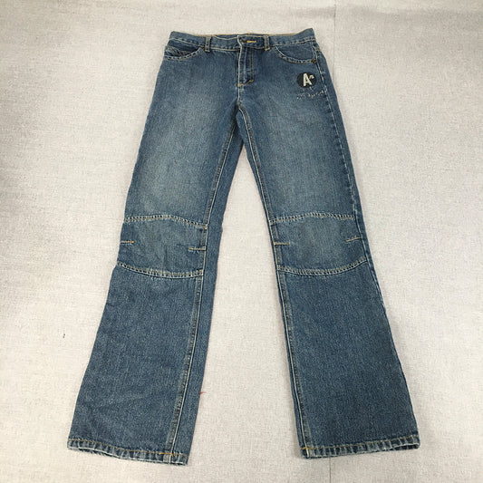 Vintage Mac & Molly Womens Jeans Size 14 Blue Straight Leg Knee Patches Denim