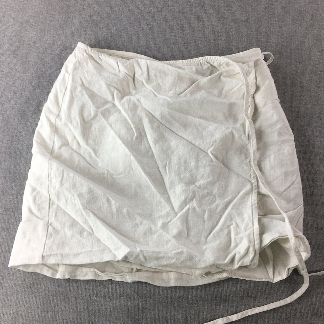 Showpo Womens Mini Skirt Size 10 White Elastic Waist Drawstring