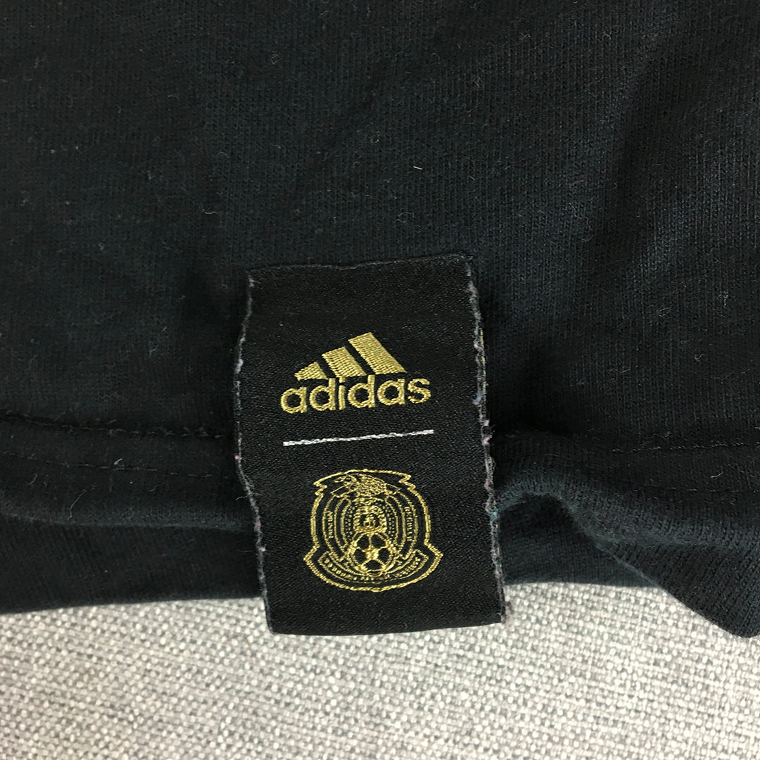 Adidas Mexico Football Mens T-Shirt Size M Black Short Sleeve Tee