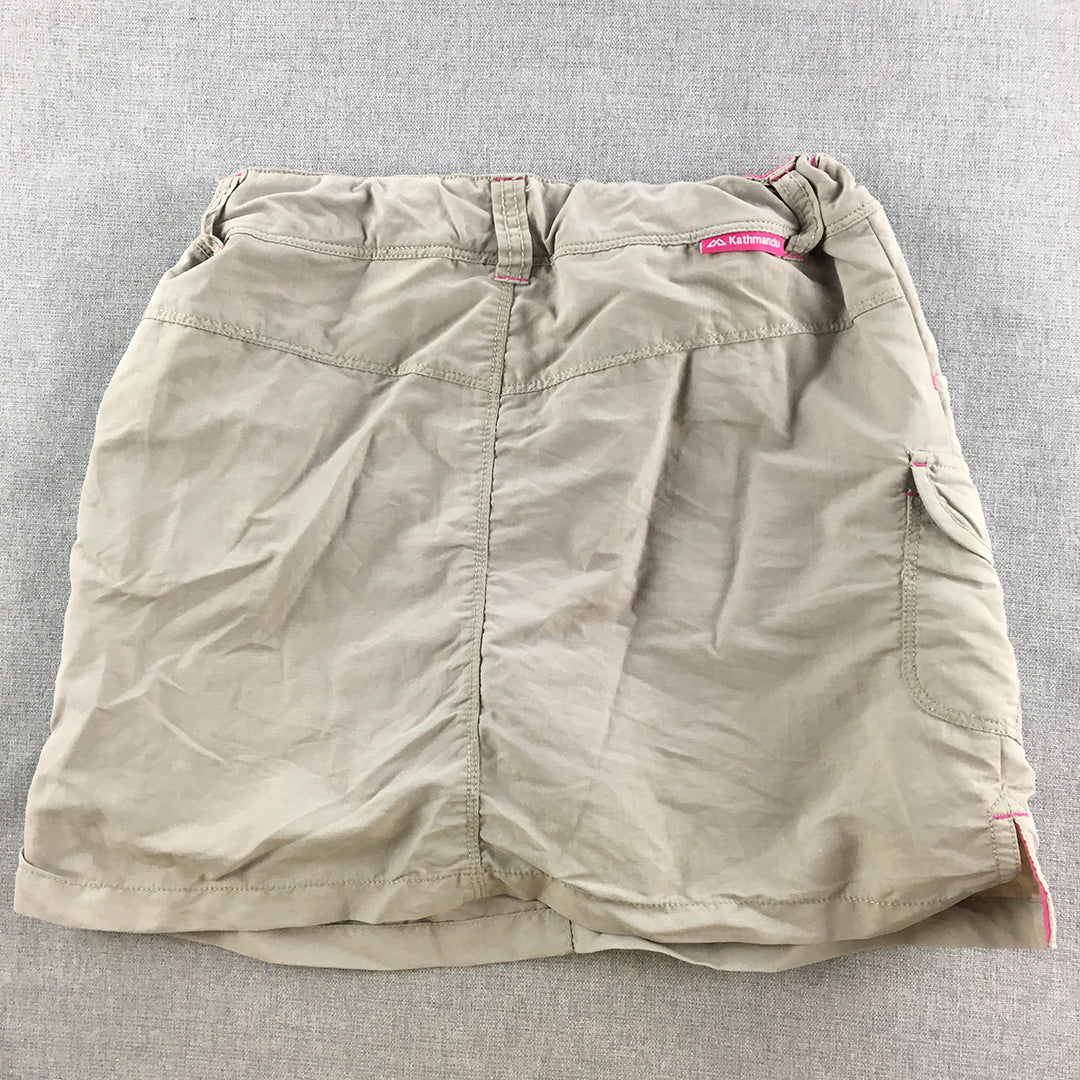 Kathmandu Kids Girls Cargo Skirt Size 12 Brown Pockets Outdoor Hiking