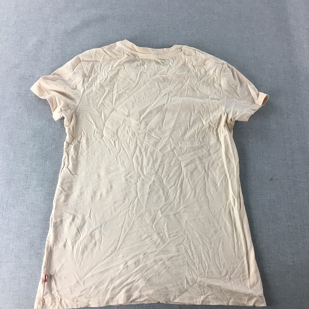 Levi's Womens T-Shirt Size XS Cream Beige Logo Short Sleeve Top