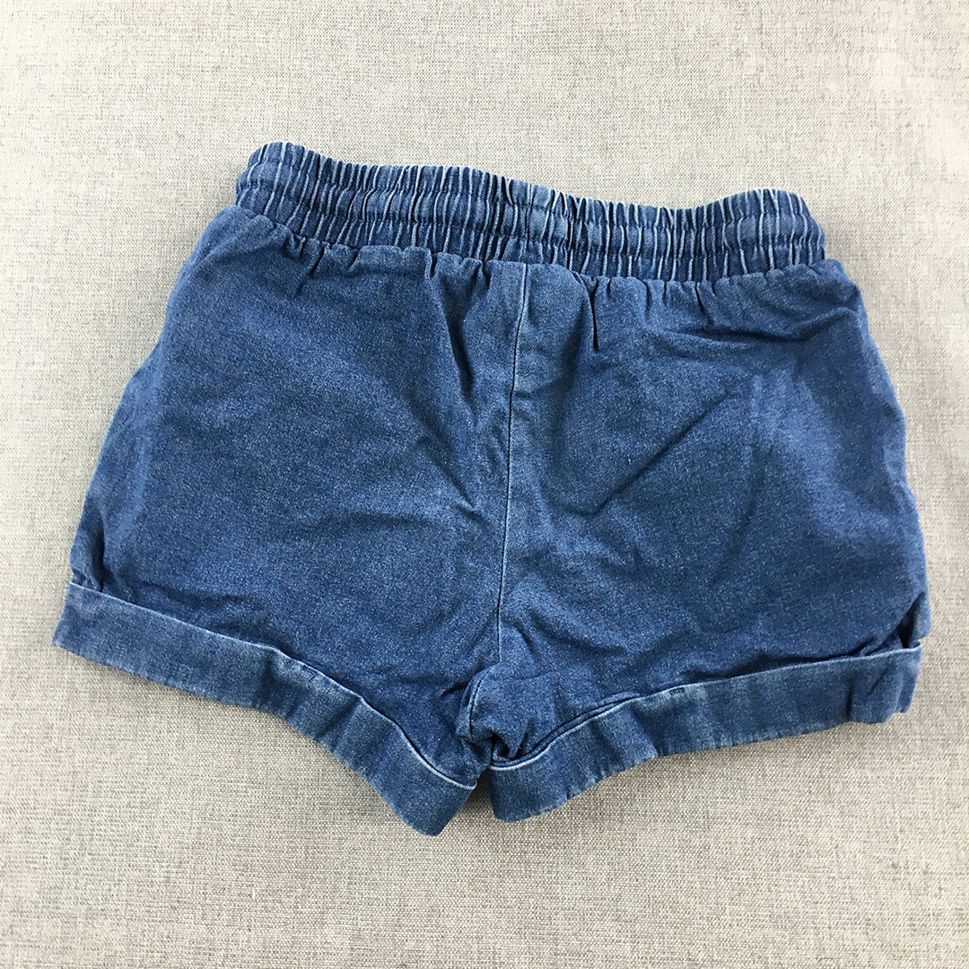 Sesame Street Kids Girls Denim Shorts Size 5 Blue Elmo Drawstring