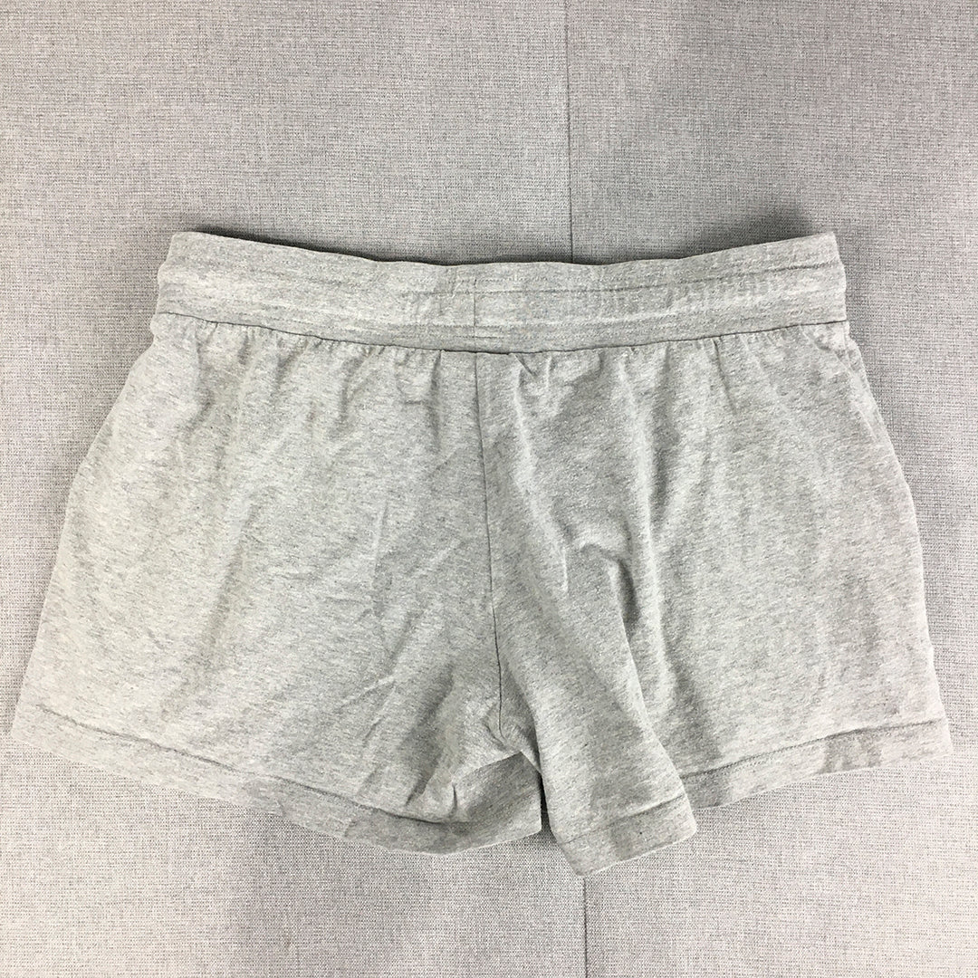 Reebok Womens Shorts Size S Grey Logo Pockets Drawstring Elastic Waist