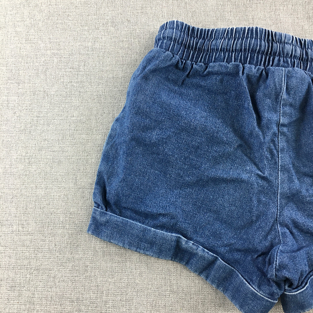 Sesame Street Kids Girls Denim Shorts Size 5 Blue Elmo Drawstring