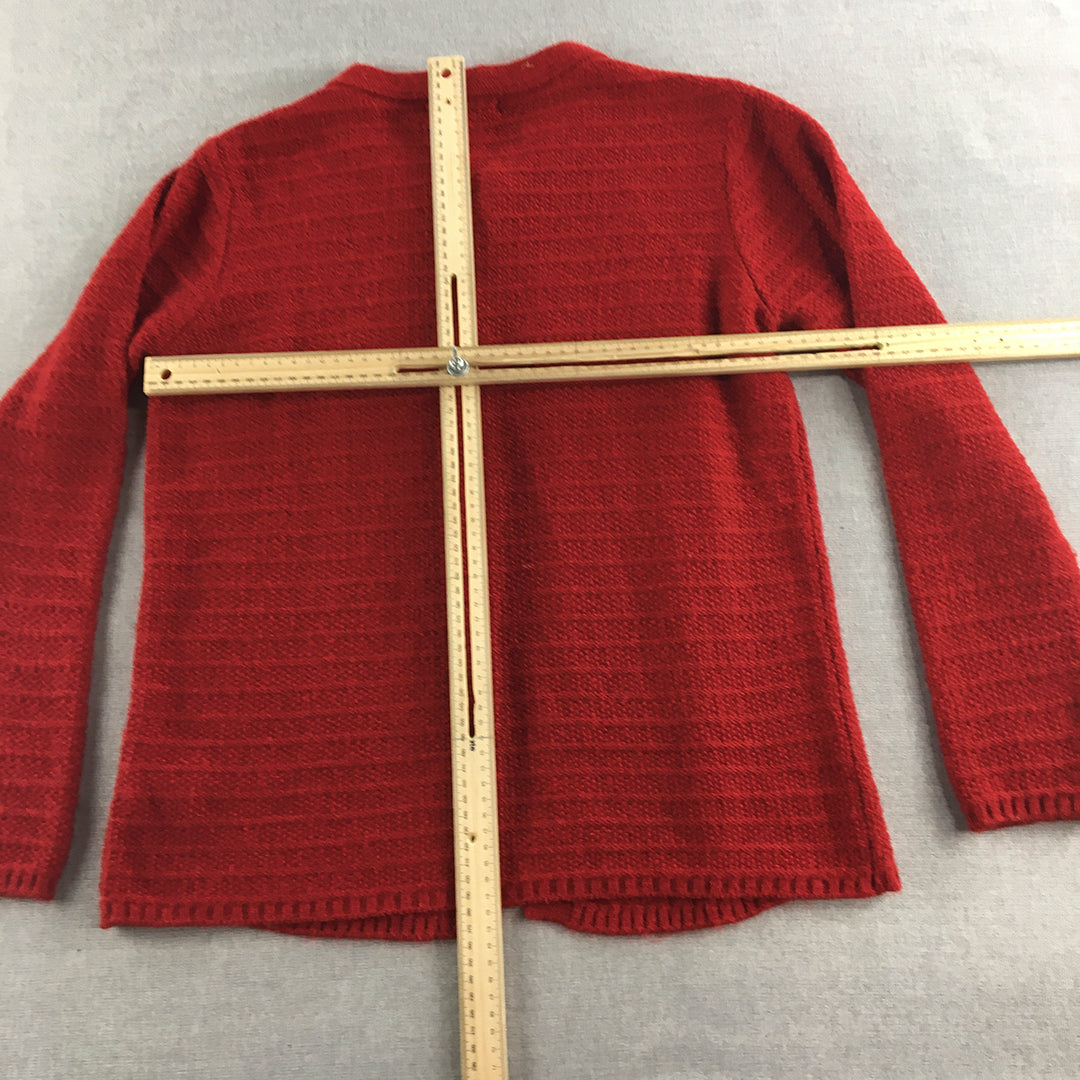 Madame Womens Cardigan Sweater Size L Red Button Collar Knit