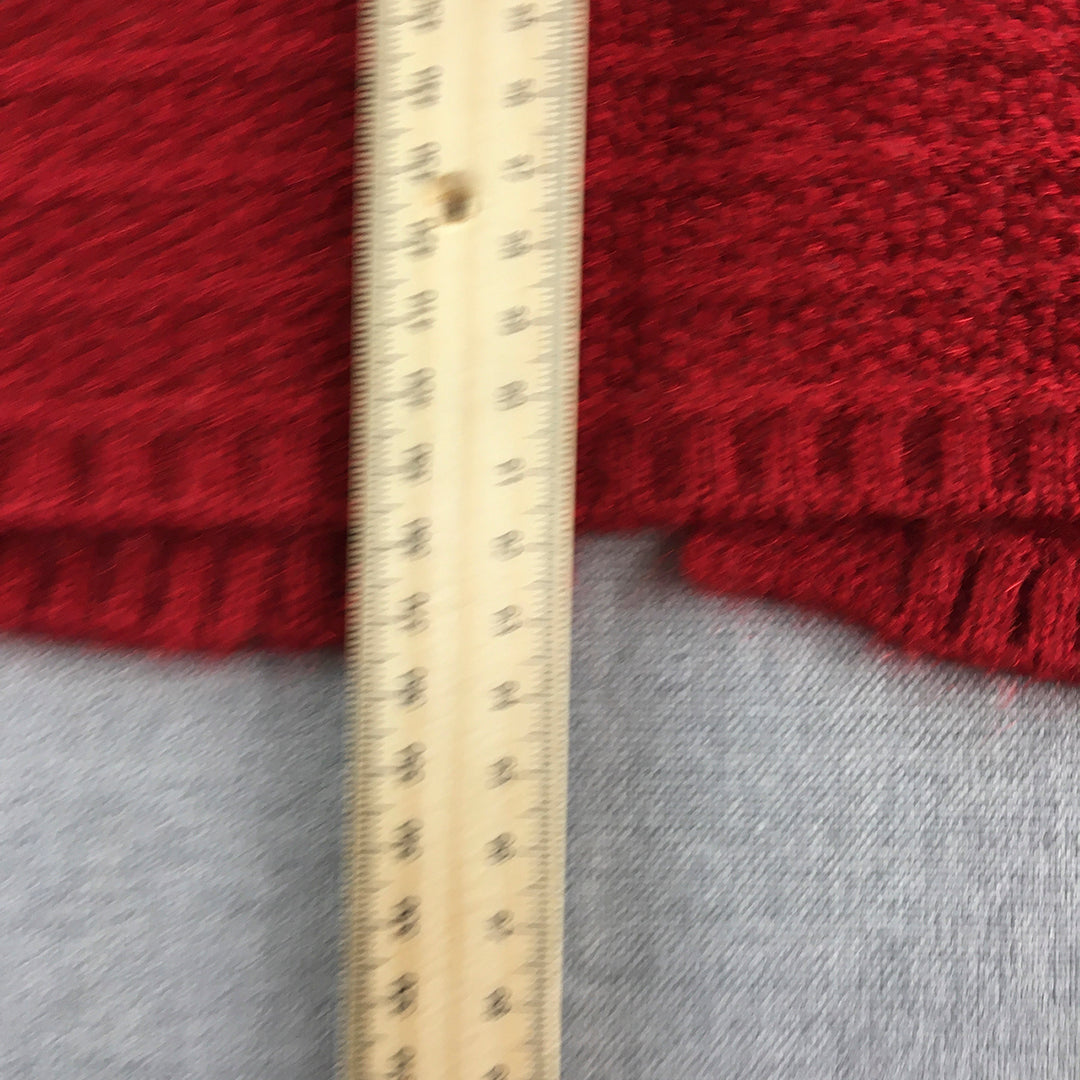 Madame Womens Cardigan Sweater Size L Red Button Collar Knit