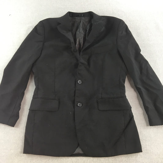 MJ Bale Mens Suit Jacket Size 40 (S) Black Wool Blend Collared Button Up Coat