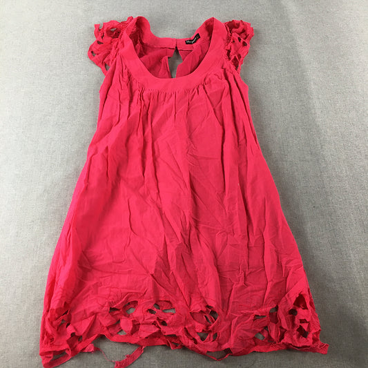 Bluejuice Womens Mini Dress Size 8 Hot Pink Short Sleeve A-Line