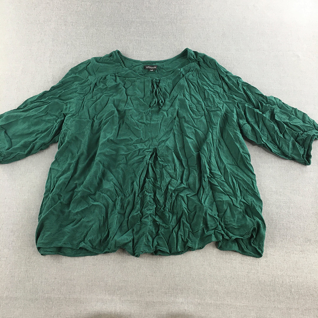 Autograph Womens Top Size 22 Green Short Sleeve Shirt Blouse