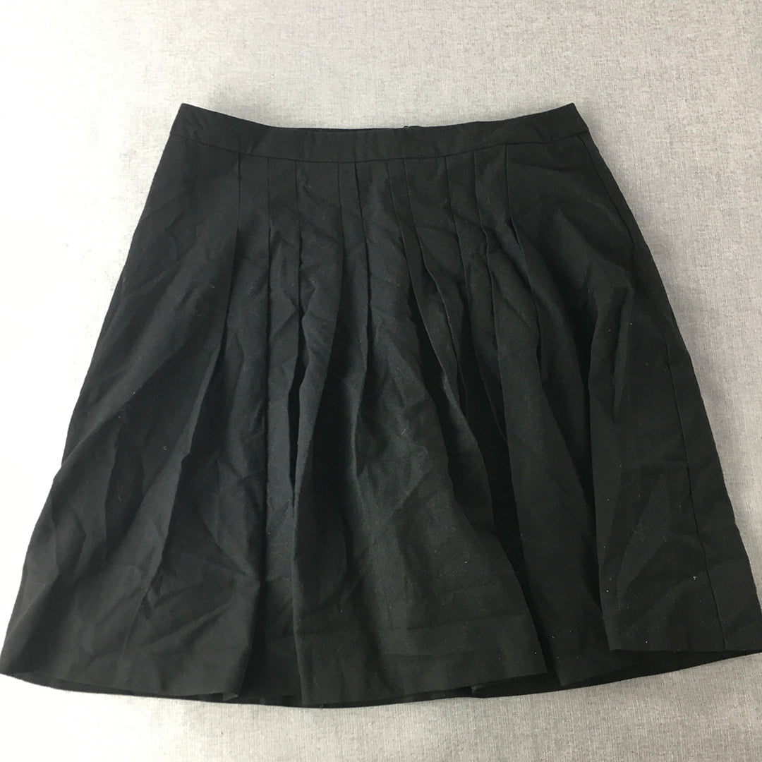 Basque Womens A-Line Skirt Size 10 Black Pleated