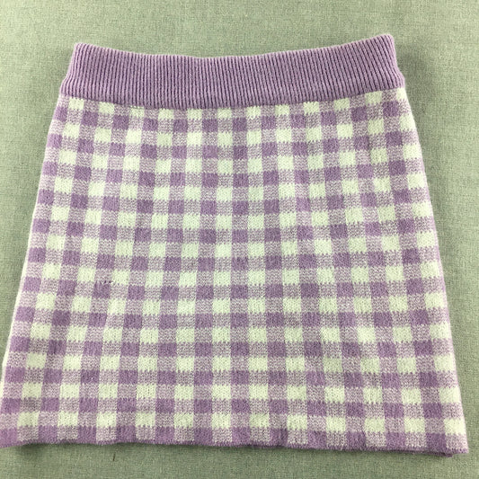 Valleygirl Womens Mini Skirt Size M Purple Checkered Knit Stretch