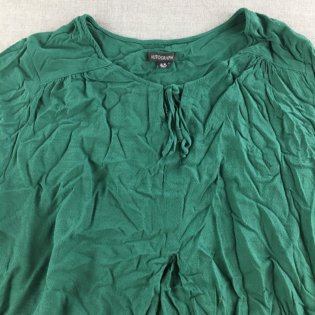 Autograph Womens Top Size 22 Green Short Sleeve Shirt Blouse