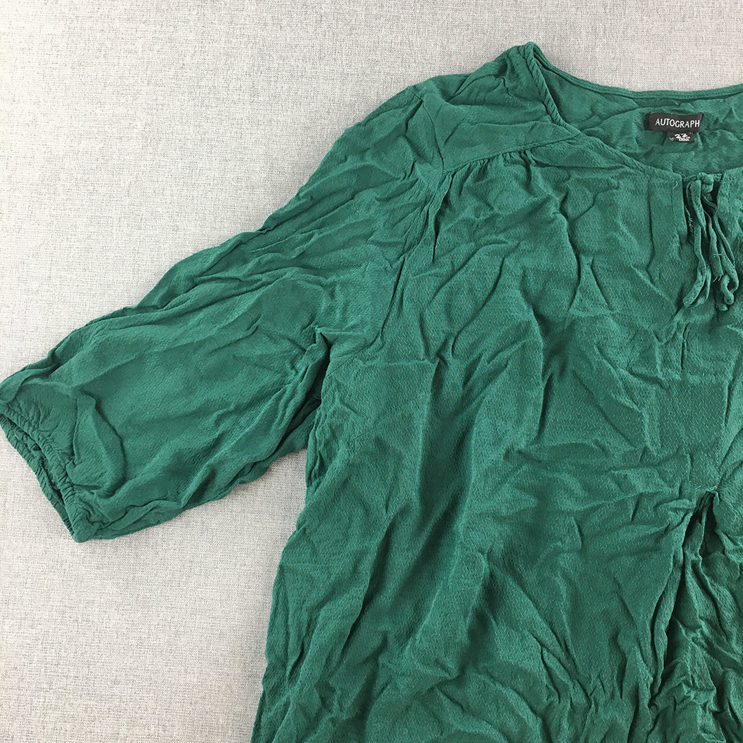 Autograph Womens Top Size 22 Green Short Sleeve Shirt Blouse