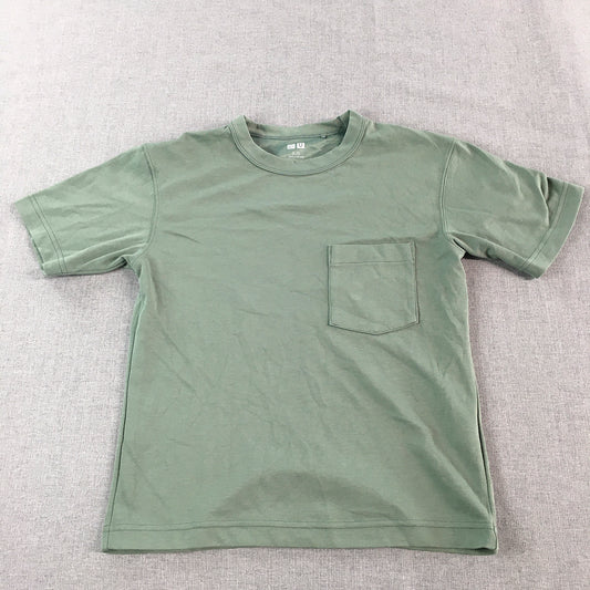 Uniqlo U Kids Boys T-Shirt Size 9 - 10 Years Green Pocket Short Sleeve Knit