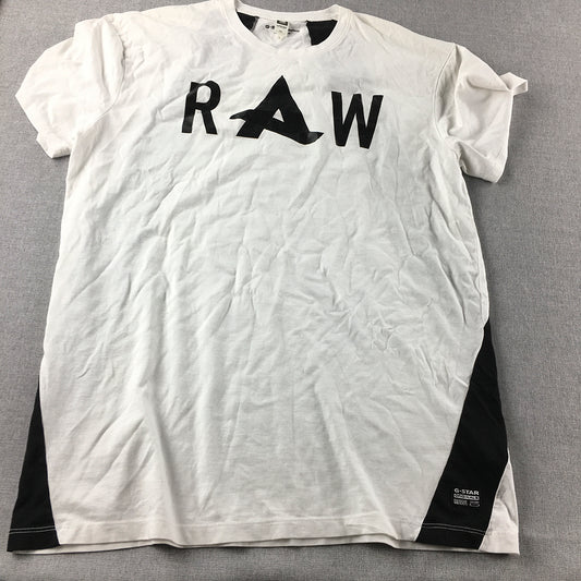 G-Star Raw Mens T-Shirt Size XL White Logo Short Sleeve Crew Neck Tee