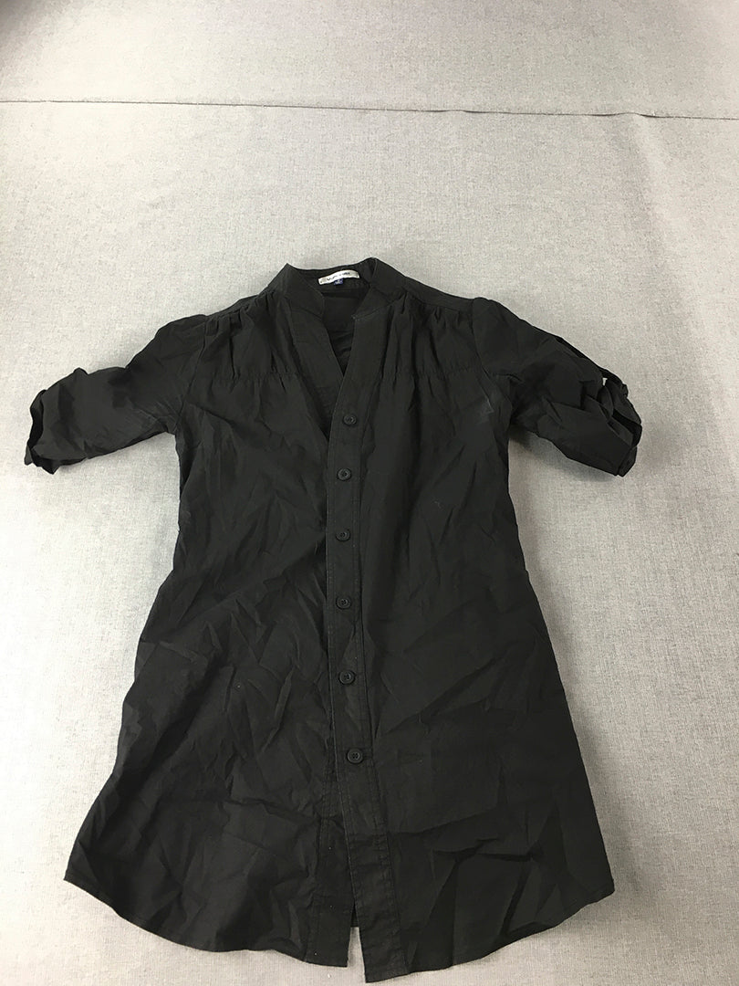 Valleygirl Womens Shirt Size 10 Black Button-Up Collared