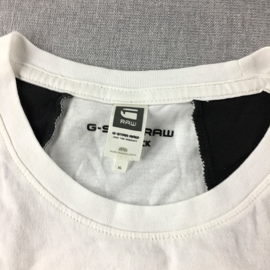 G-Star Raw Mens T-Shirt Size XL White Logo Short Sleeve Crew Neck Tee