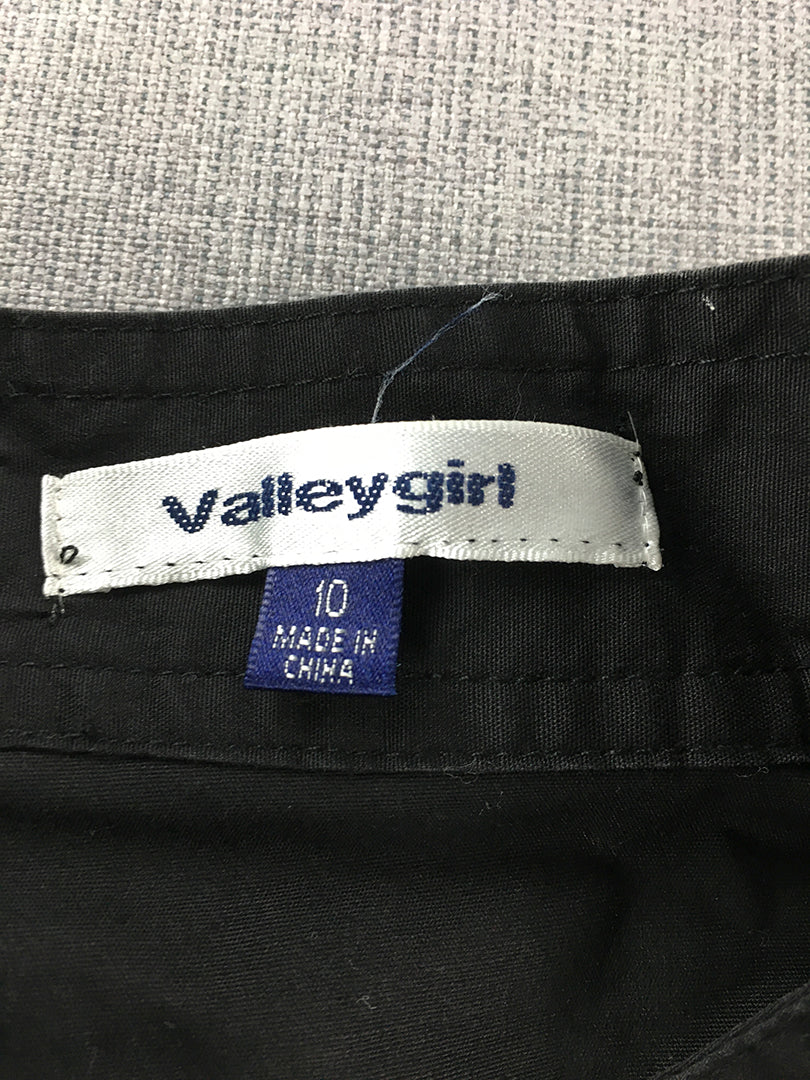 Valleygirl Womens Shirt Size 10 Black Button-Up Collared