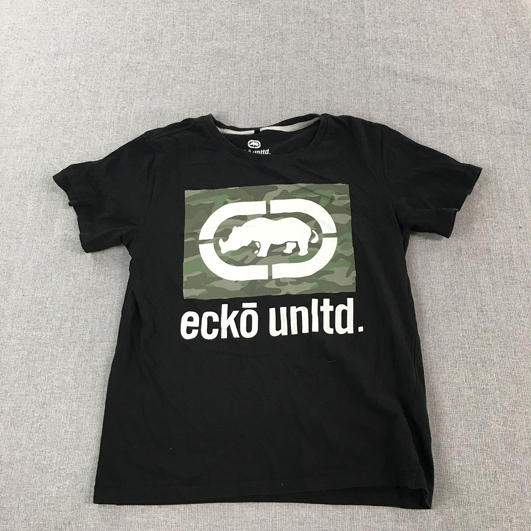 Ecko Unltd. Kids Boys T-Shirt Size 9 Black Big Logo Short Sleeve Top