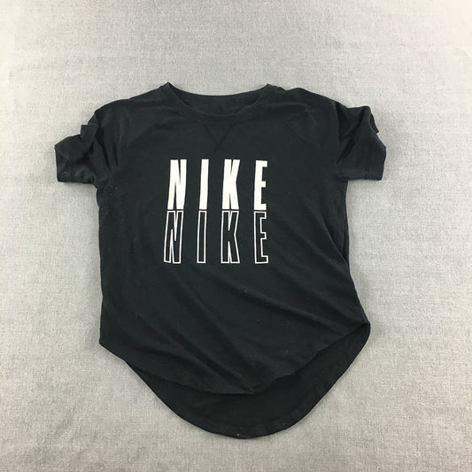 Nike Kids Girls T-Shirt Size M (10 - 12) Black Logo Short Sleeve Top