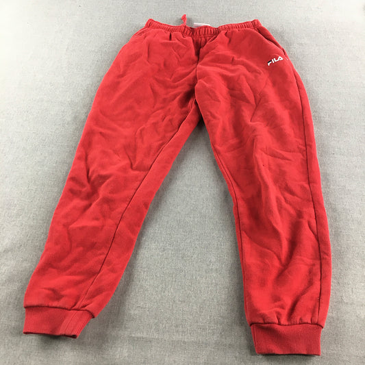 FILA Kids Boys Tracksuit Pants Size 12 Red Logo Pockets Drawstring Jogger