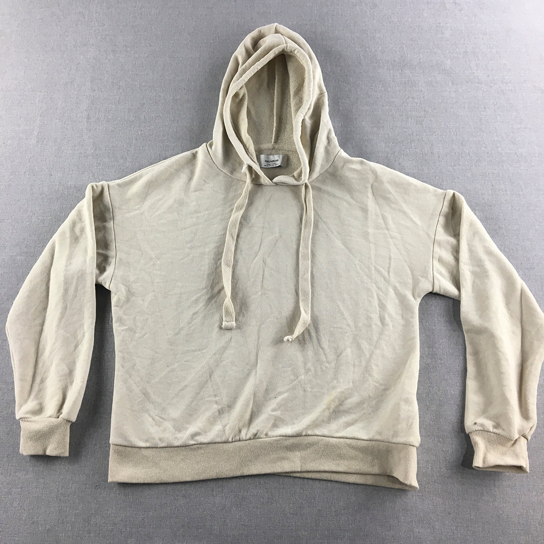 Pull & Bear Womens Hoodie Sweater Size XS Cream Beige Pullover Jumper