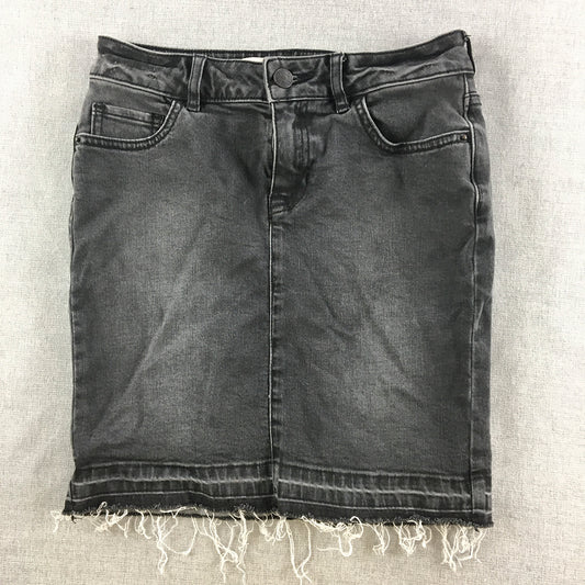 Lee Riders Jnr Kids Girls Denim Skirt Size 12 Grey Black Dark Wash Pockets