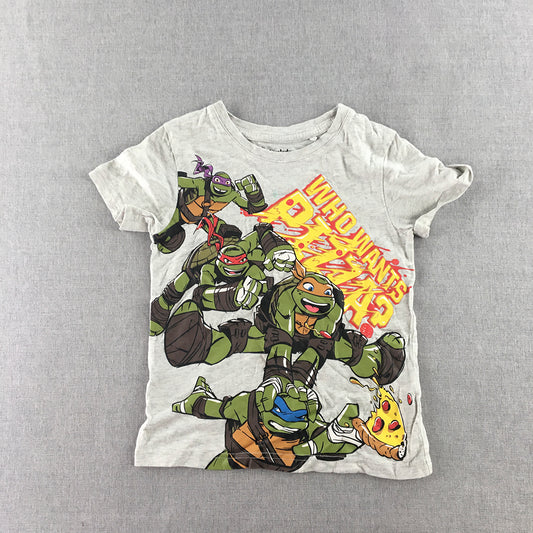 Teenage Mutent Ninja Turtles Kids Boys T-Shirt Size 5 Grey TMNT Short Sleeve