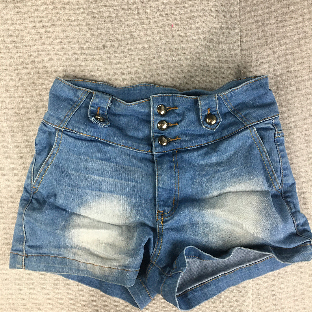 Valleygirl Womens Denim Shorts Size 10 Blue Light Wash Button Fly