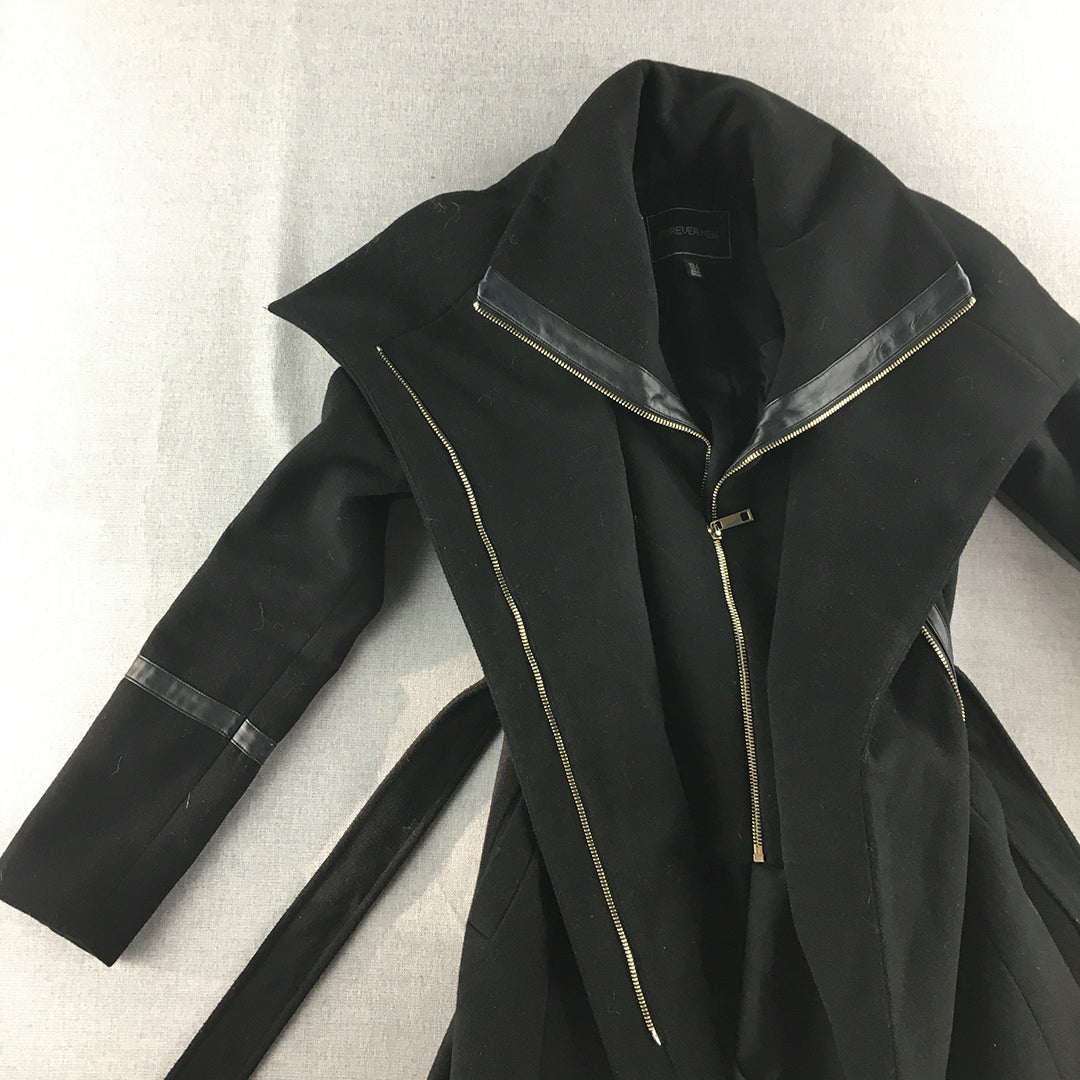 Forever New Womens Jacket Size 4 Black Zip-Up Layered Trench Coat