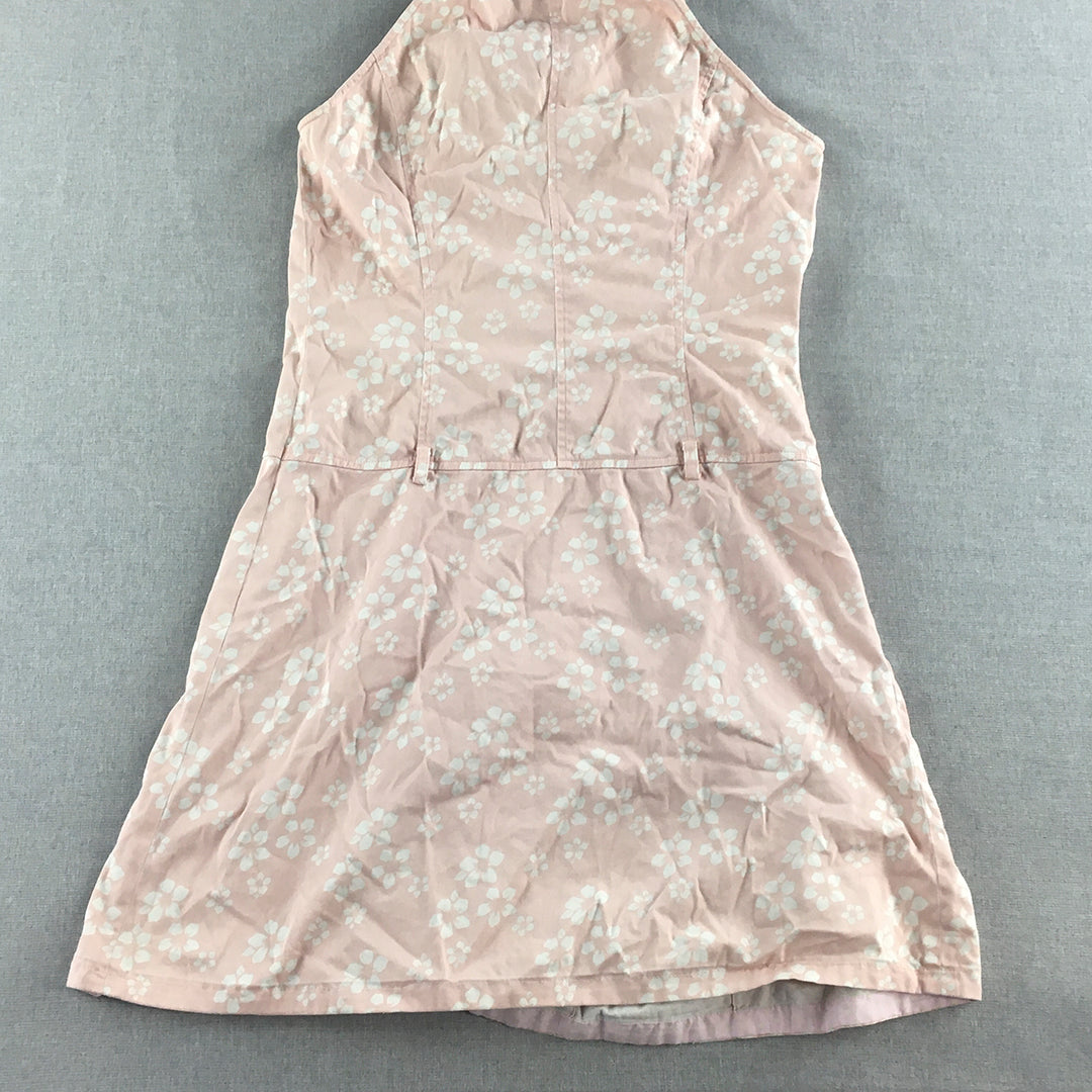 Etam Womens Mini Dress Size S Pink Floral Sleeveless Button Collared