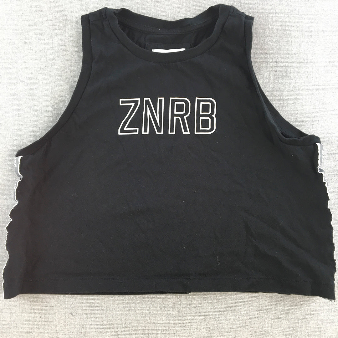 Zanerobe Womens Tank Top Size 12 Black Logo Sleeveless Singlet Shirt