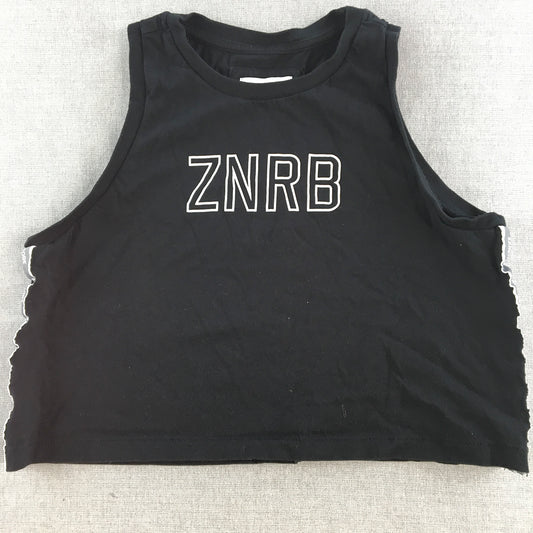 Zanerobe Womens Tank Top Size 12 Black Logo Sleeveless Singlet Shirt