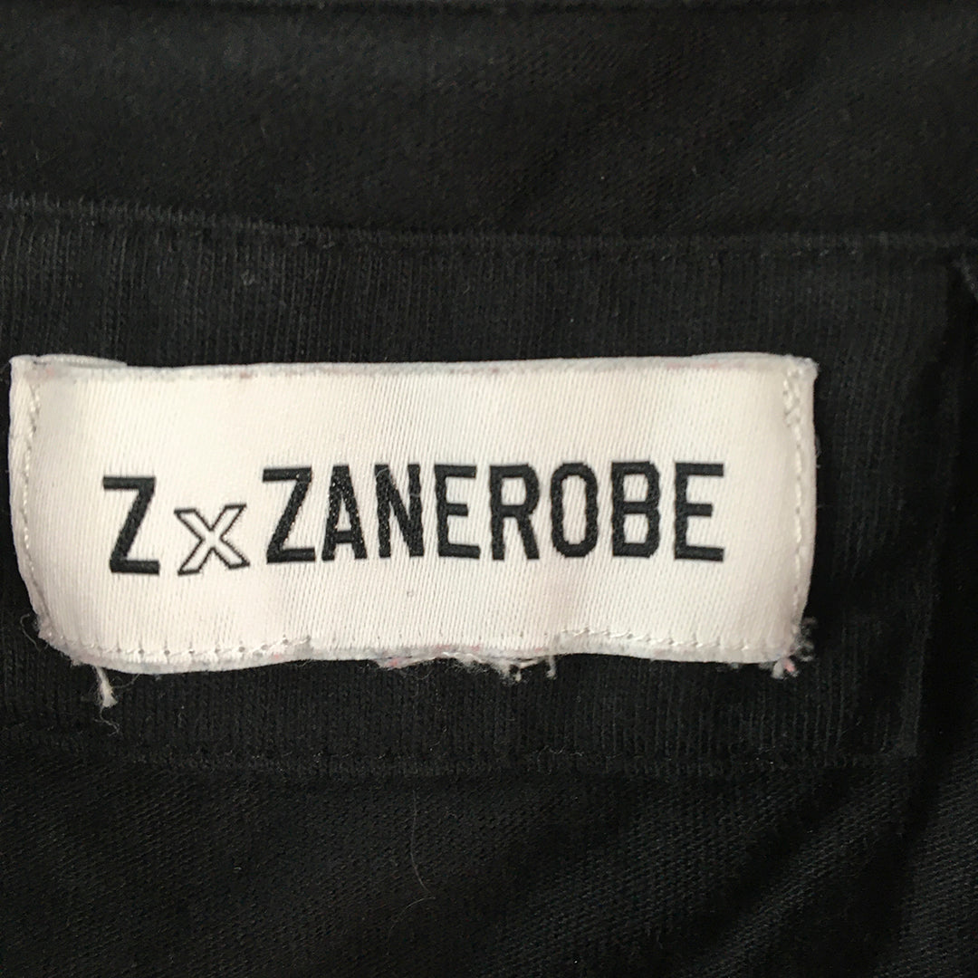 Zanerobe Womens Tank Top Size 12 Black Logo Sleeveless Singlet Shirt