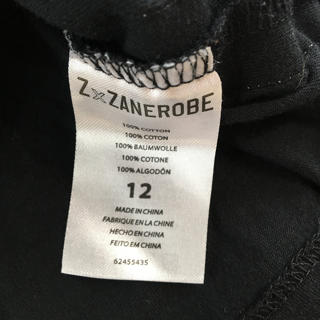 Zanerobe Womens Tank Top Size 12 Black Logo Sleeveless Singlet Shirt