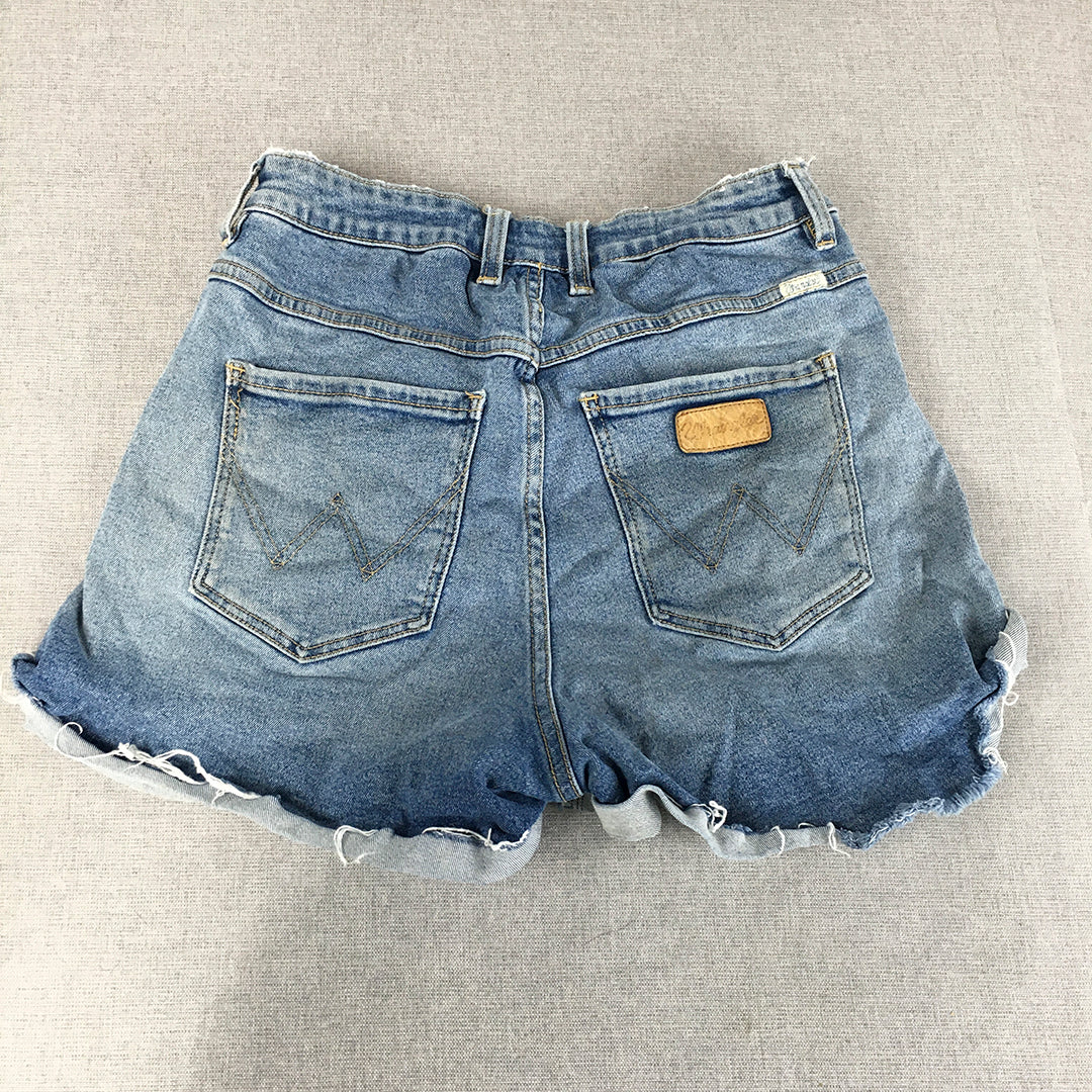 Wrangler Womens Denim Shorts Size 10 Blue Light Wash Pockets Bermuda