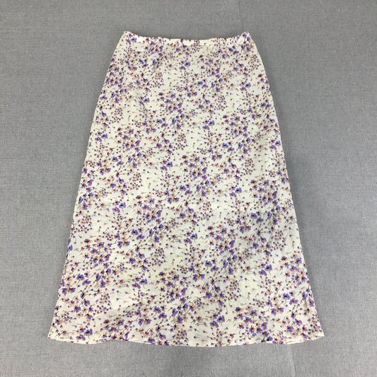 Blossom Womens A-Line Skirt Size 8 White Purple Floral