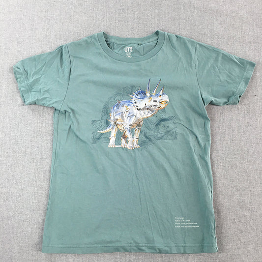 Jurrasic World x Uniqlo Kids Boys T-Shirt Size 9 - 10 Green Dinosaur Park Top