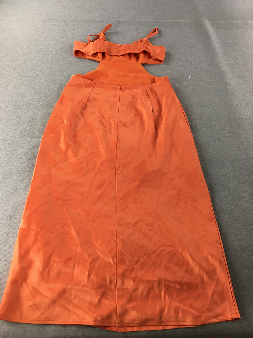 Perfect Stranger Womens Dress Size 10 Orange A-Line Midi 'Reality Check'