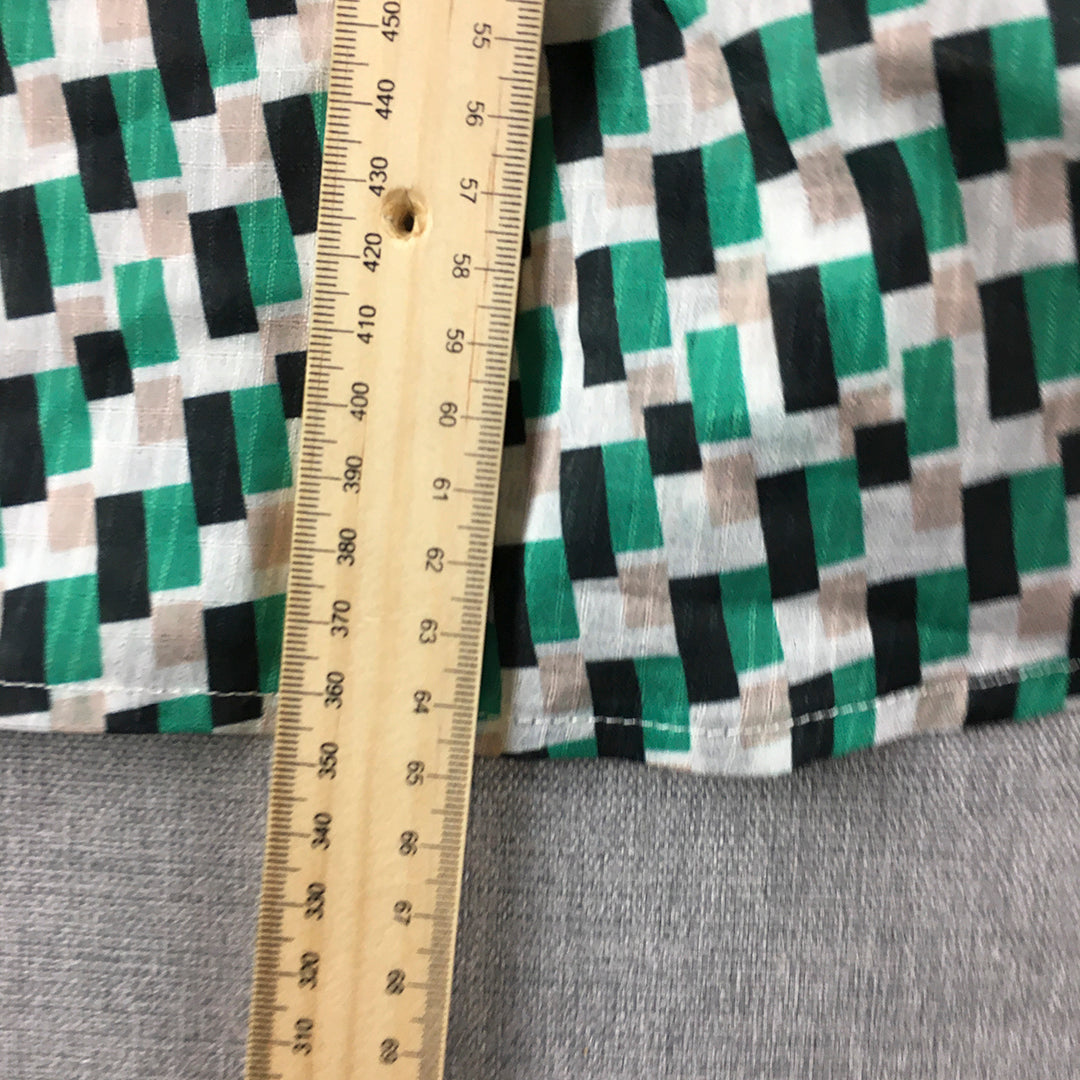 Ava Womens Shirt Size 10 Green Long Sleeve Checkered Button-Up Collared